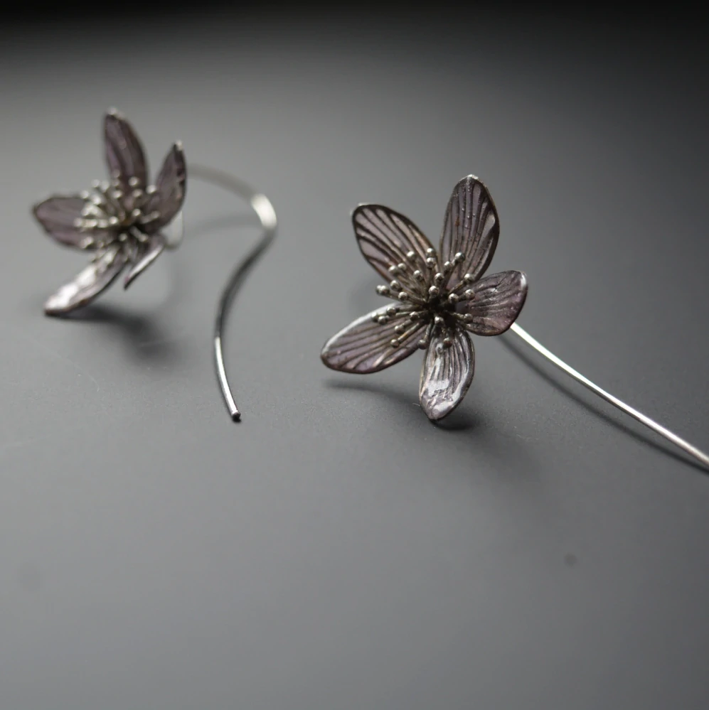 Náušnice - jabloňový květ PET smalt