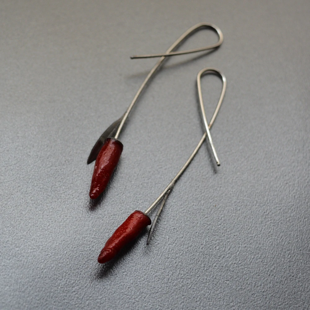 Náušnice - pálivé papričky s lístky malé