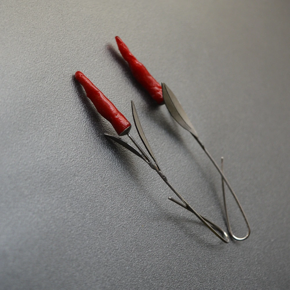 Náušnice - pálivé papričky s lístky