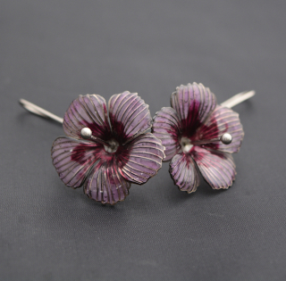 Náušnice - květy Ibišku PET smalt